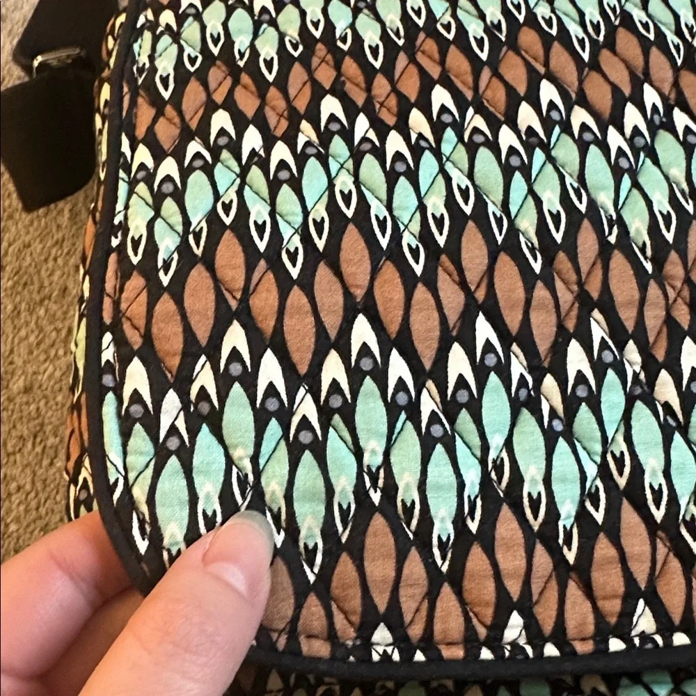 Vera Bradley Laptop Messenger Bag in Sierra Stream Teal and Brown